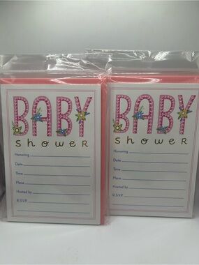 Pink Baby Shower Invitations - 2 packs of 10; 20 total 🍼